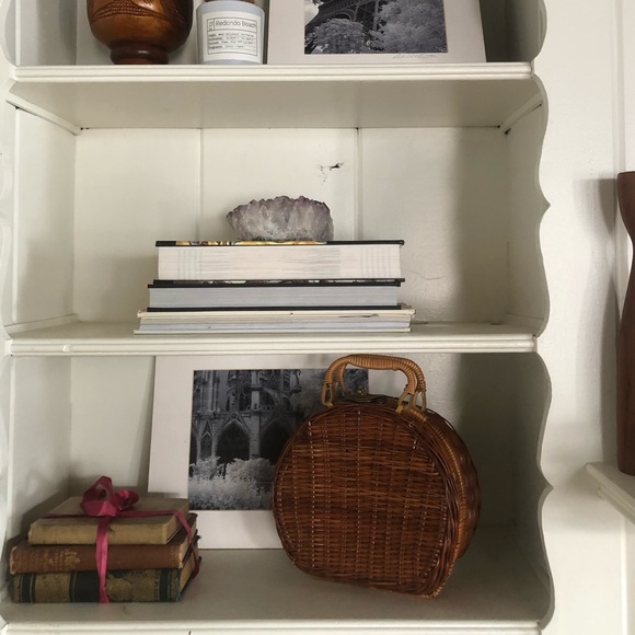 ▪️sold▪️vintage wicker bag brown tote woven - Picture 2 of 8